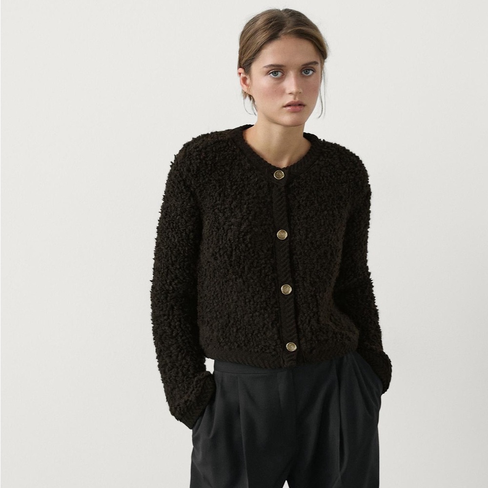 Massimo Dutti Boucle Cardigan size Small